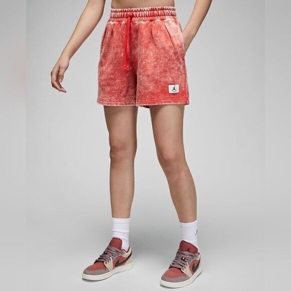 Jordan Pants - Air Jordan 1 3 4 Washed Fleece Shorts Lobster Women's XL Red DQ4613-605 Flight